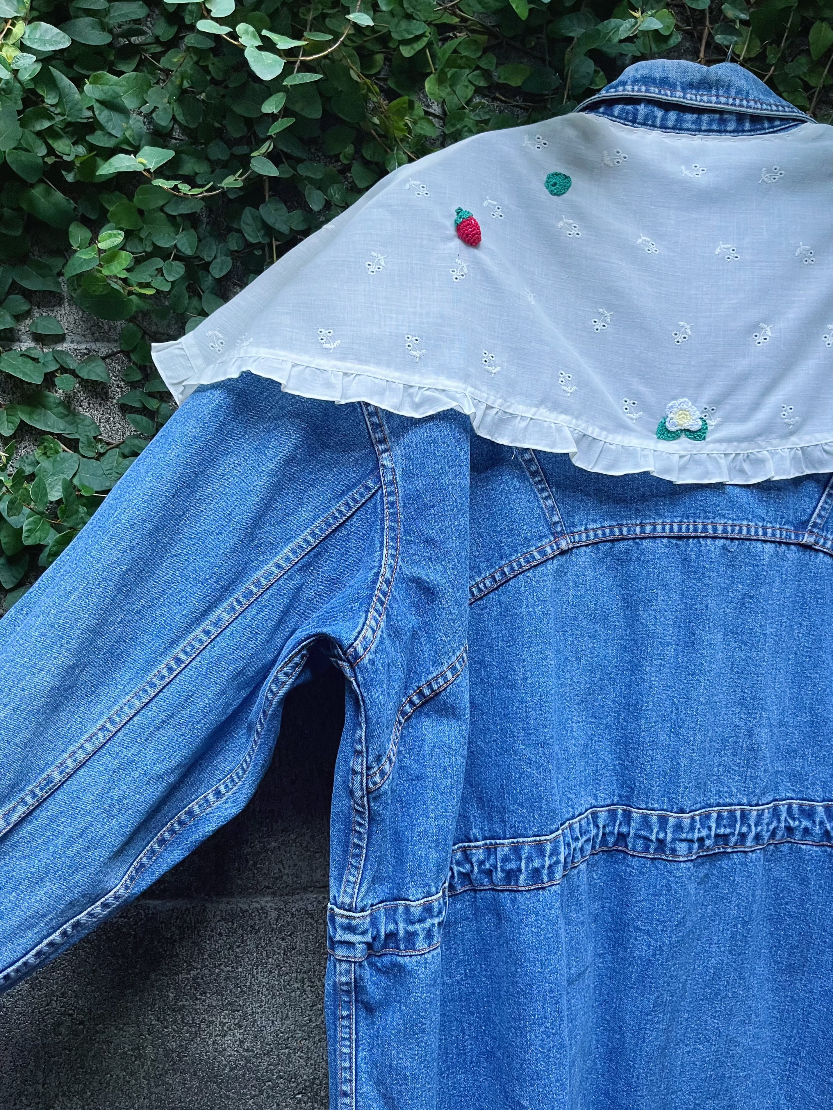 remake ✂︎ walking dwarf frill collar denim jacket