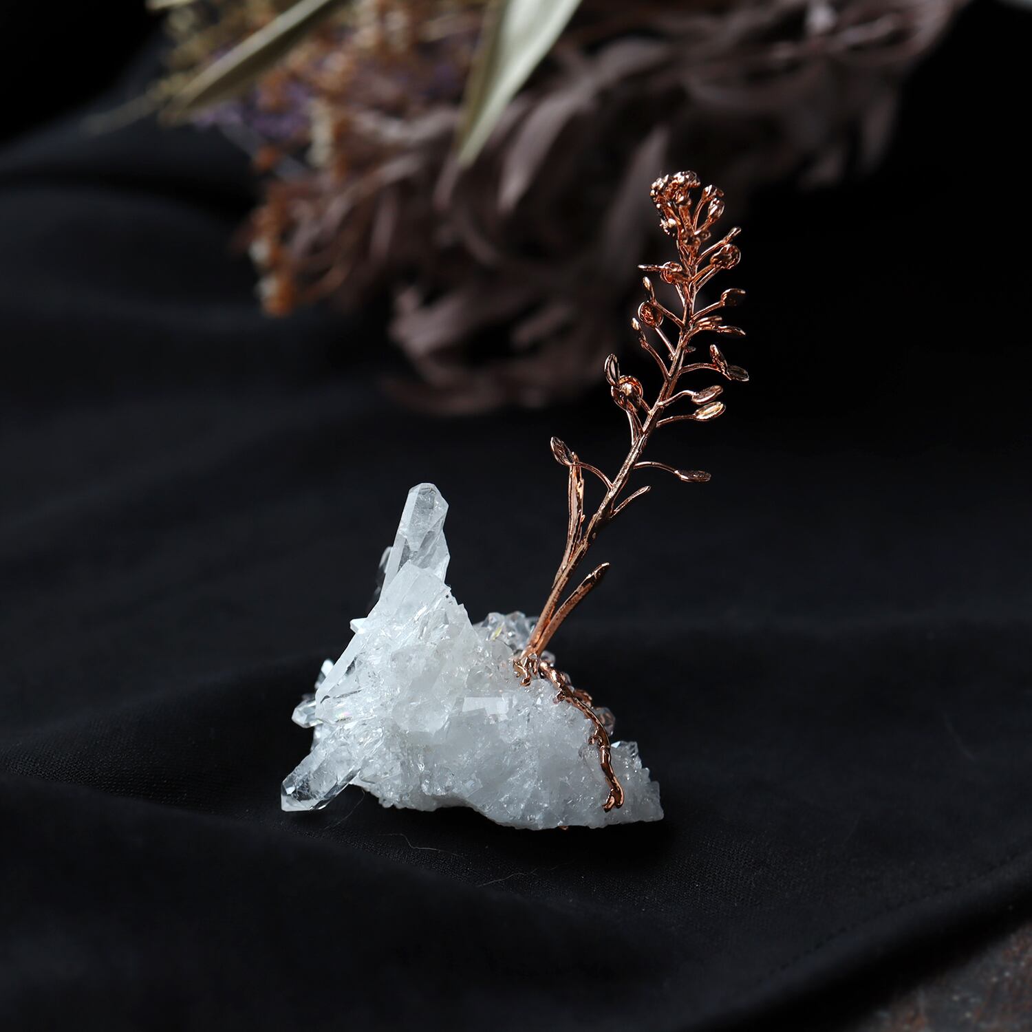 【花石】クォーツクラスターとナズナ