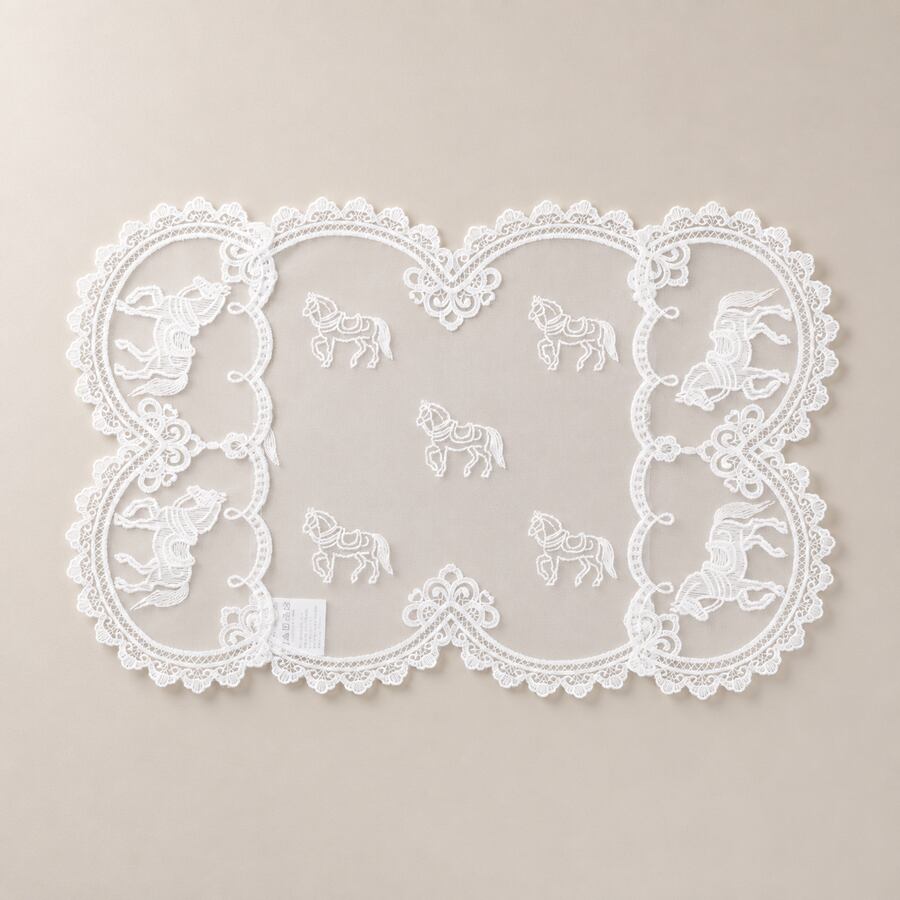 馬柄 刺繍レース ドイリー 35×50cm 輸入雑貨 RE78676