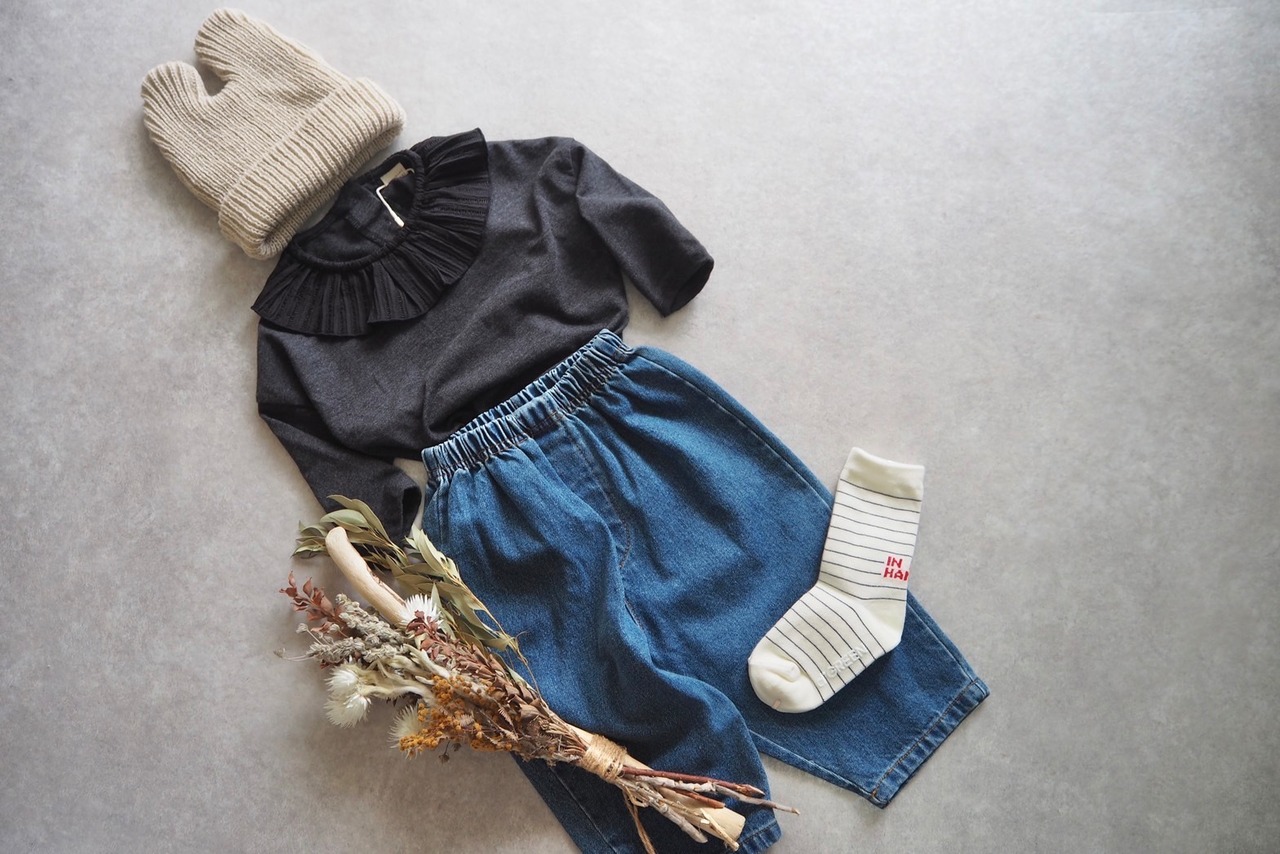 【nunubiel 】ラッフルカラーカットソー  80〜120cm【230918nu】 - 12