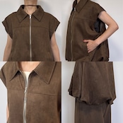 Wジップスウェードvest/ブラウン