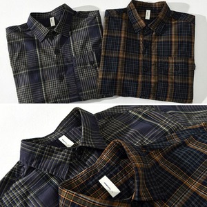 【M-3XL】Dark Check Long Sleeve Shirt / ダーク チェック 長袖 シャツ