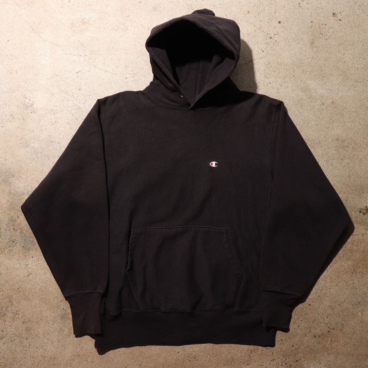 稀少 美品 90s L 黒無地 パーカー リバースウィーブ チャンピオン スウェット ブラック Reverse weave champion