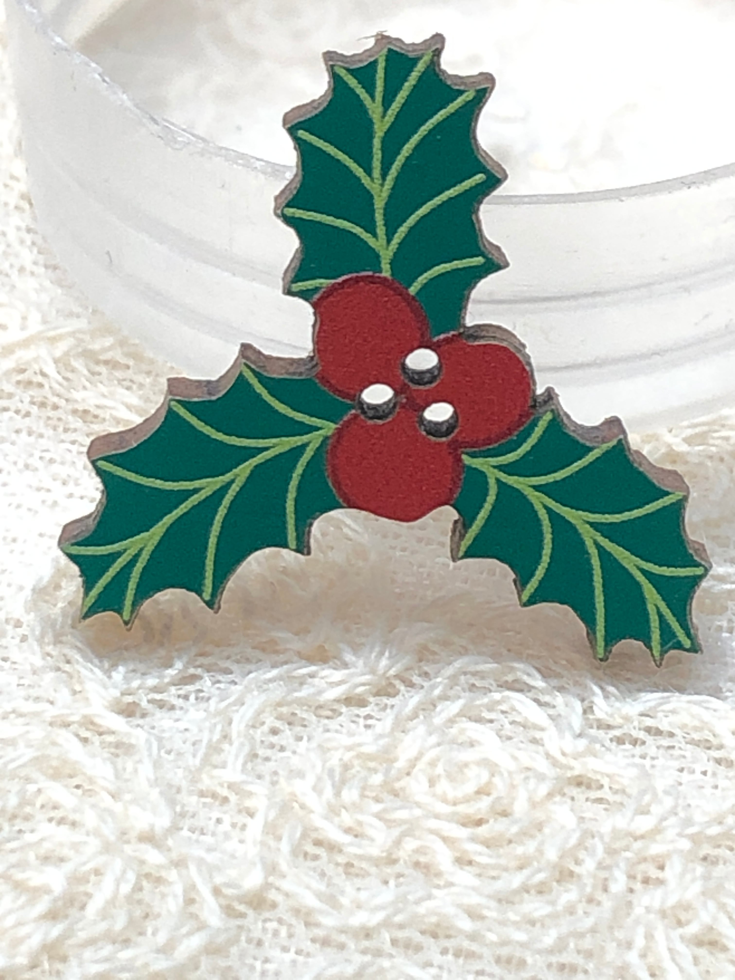 フランスボタン クリスマス 柊（ひいらぎ） FB32 | アンの家