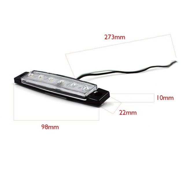 PolarLander 24V LED ライト サイドマーカー ランプ ライト 片側 6連 LED トラック ダンプ カー トレーラーカスタム 改造 白 10個入