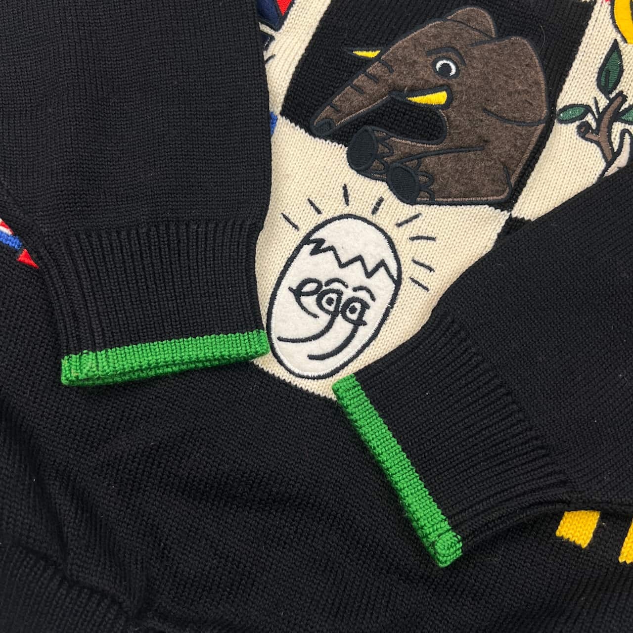 Jean Charles de Castelbajac Sport カステルバジャック キャラデザイン ウール ニット セーター 3/マルチ メンズ ゴルフ