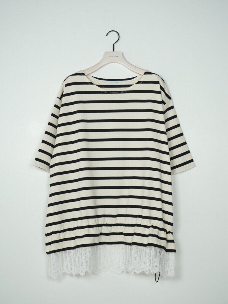 【12/上旬〜中旬入荷次第お届けのご予約】 CHIGNON/シニヨン レースコンビボーダーPO 8966-710HP