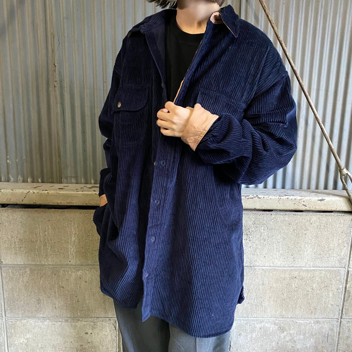 CRYBROOKE OUTDOORS 太畝 コーデュロイシャツ メンズL TALL 古着