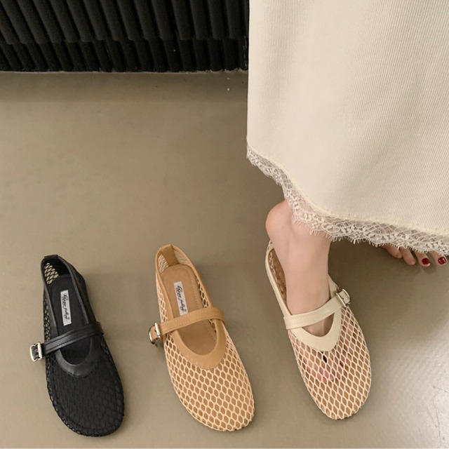 mesh flat ballet shoes L0592