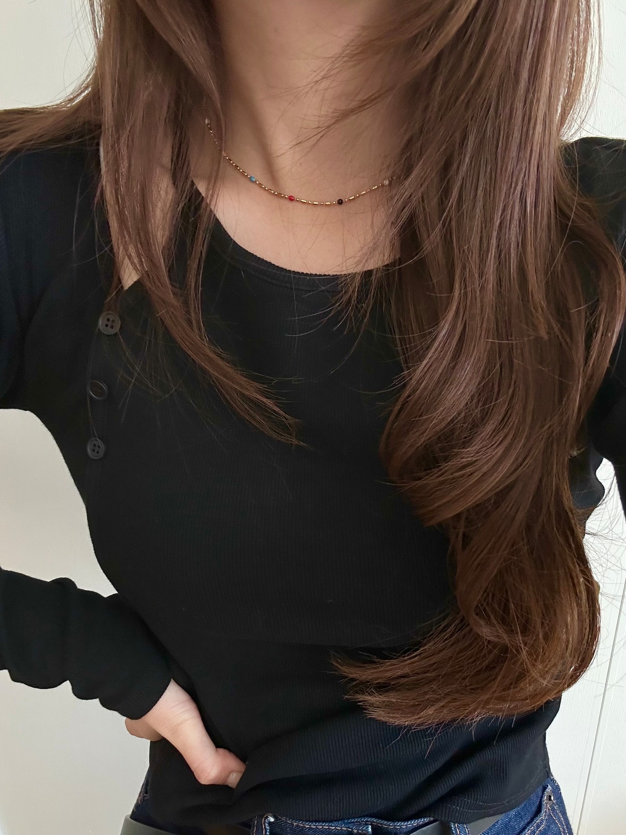 SS マグネットスライドランダムビーズネックレス