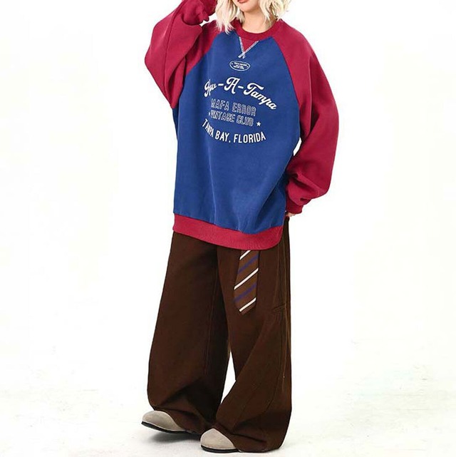 ラグランカレッジロゴルーズトップス 2col   R01506