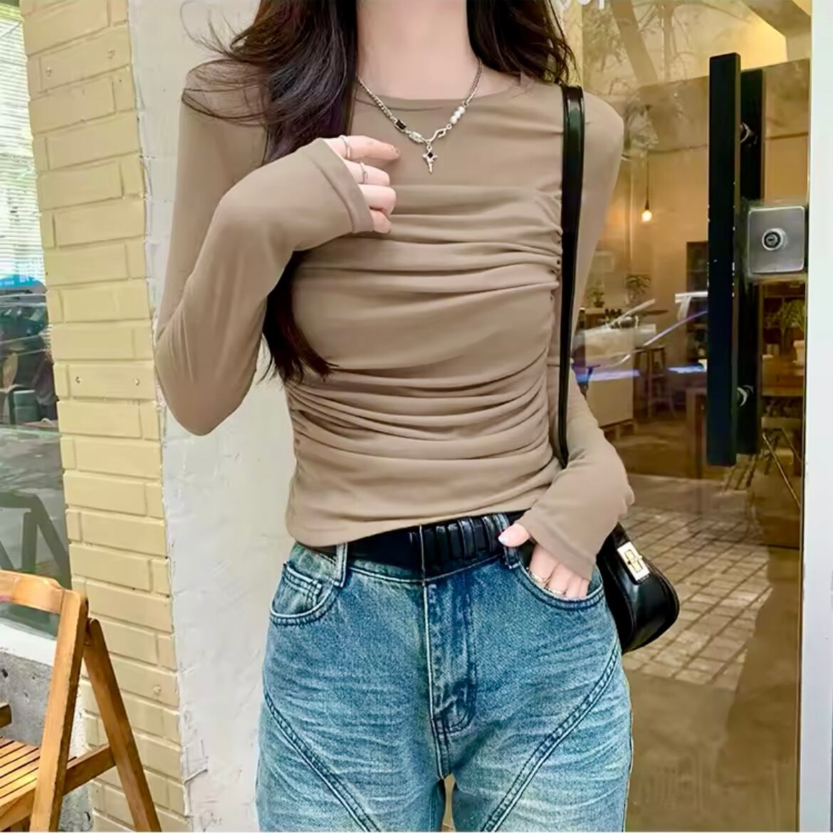 シアーシャーリングロングTシャツ