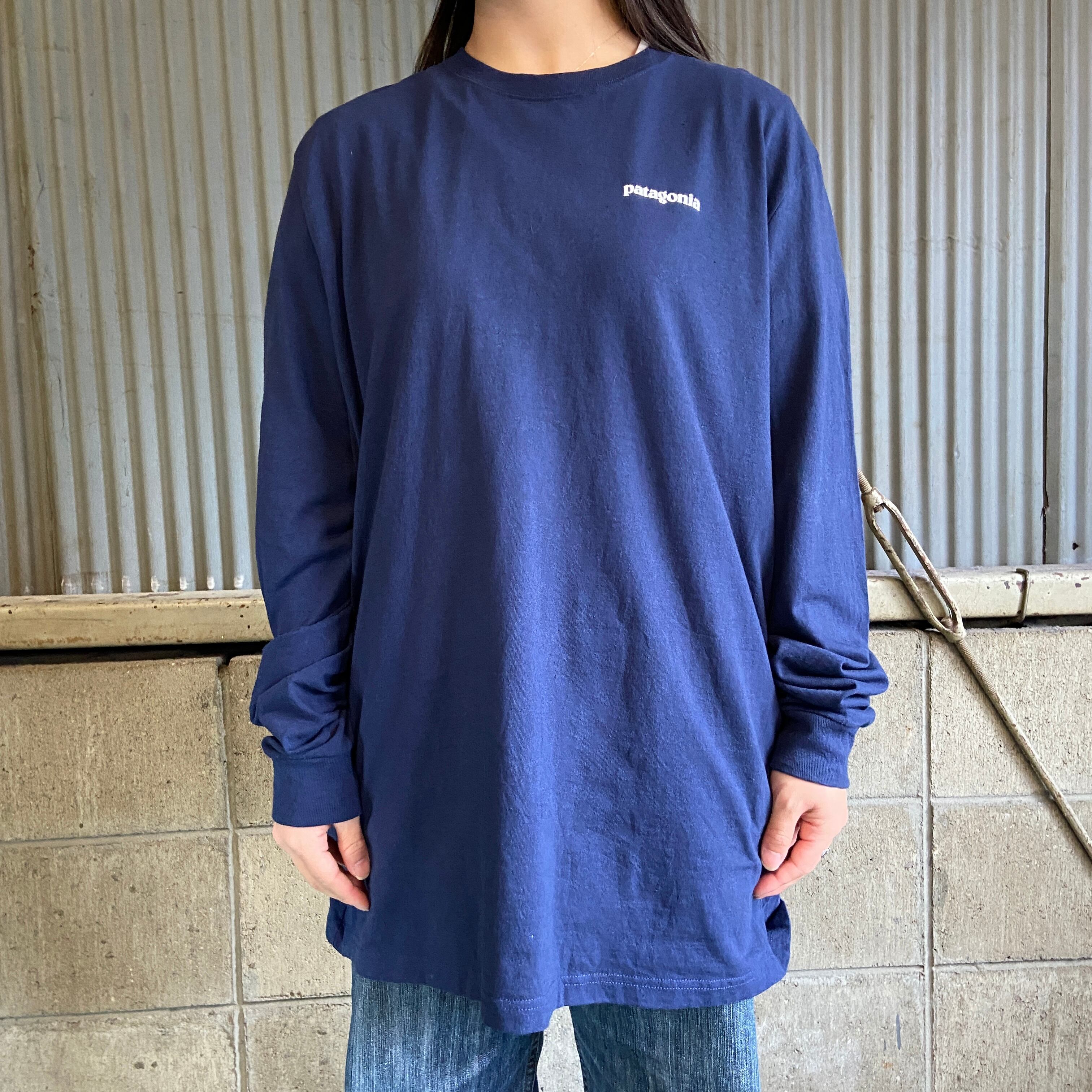 patagonia パタゴニア 胸ロゴ バックプリント ロングTシャツ ロンT メンズL 古着 ネイビー 紺  長袖Tシャツ【ロングTシャツ】【3anniv】 | cave 古着屋【公式】古着通販サイト