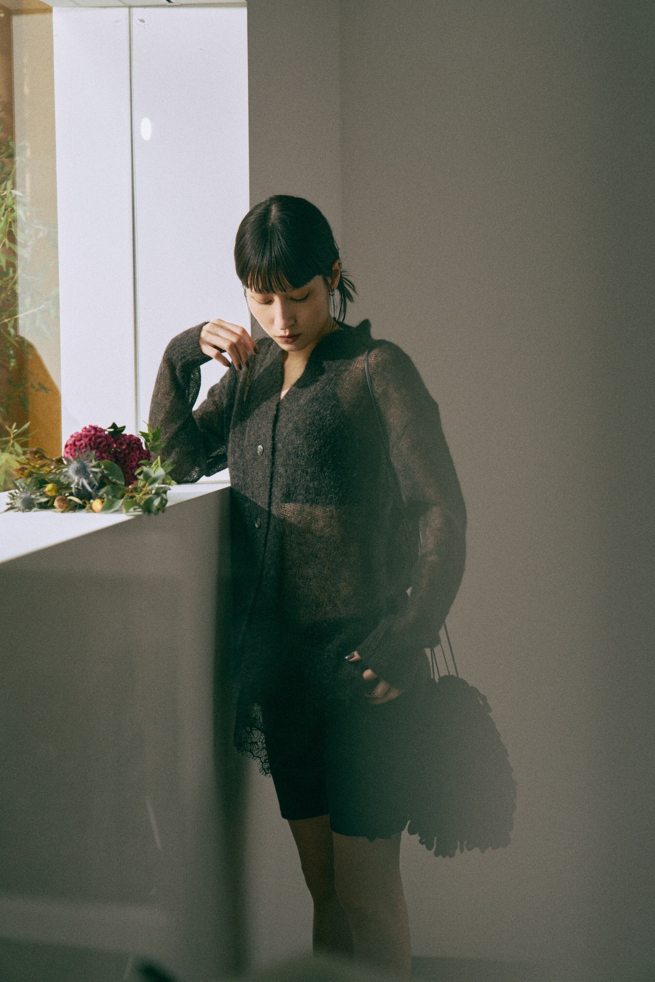 Lace Hem Sheer Cardigan knit