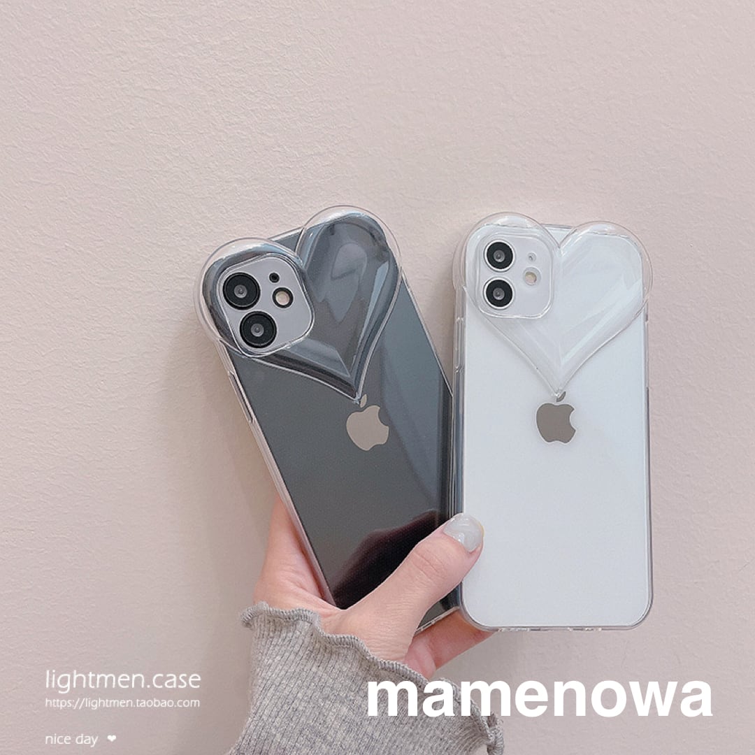 ハート りぼん クリア シルバー かわいい 韓国 iPhoneケース