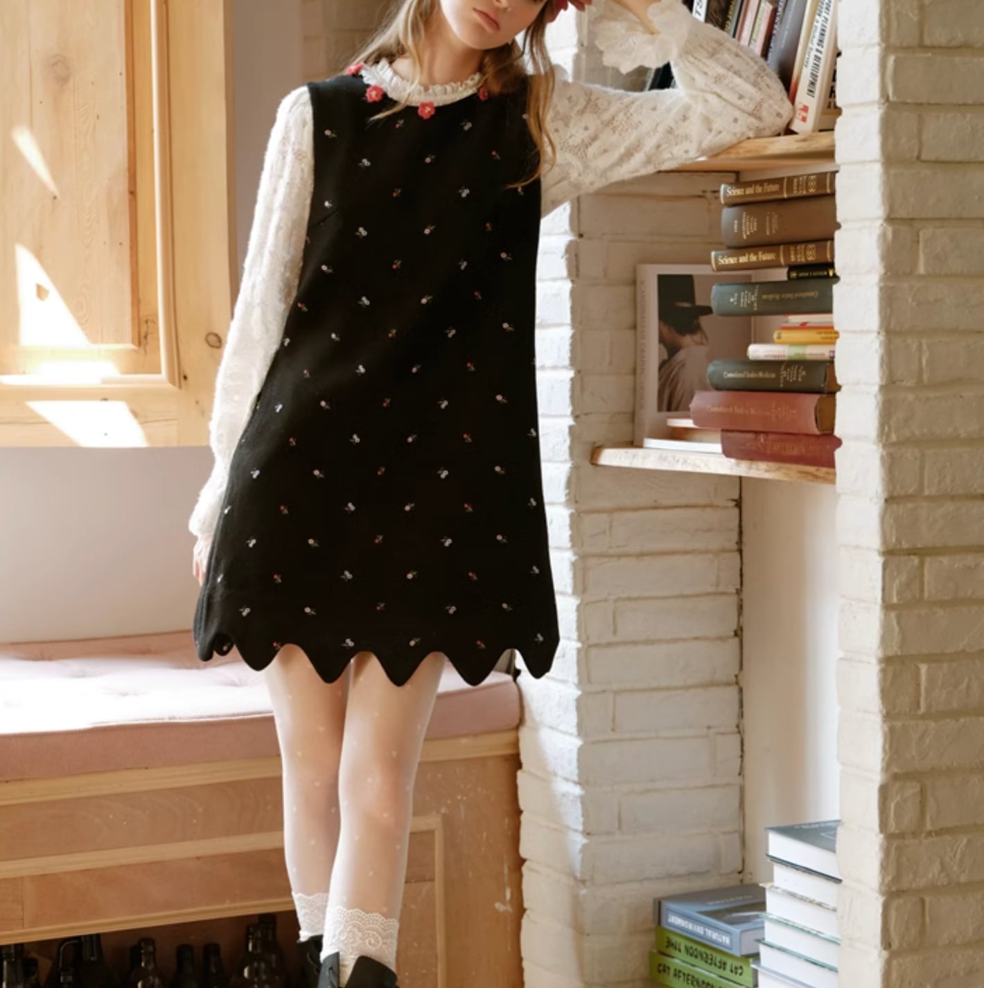 Lace tulle puff sleeve tops