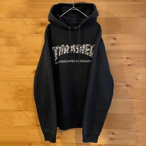 【THRASHER】ロゴ プリント スウェット パーカー ペイズリー スラッシャー M US古着