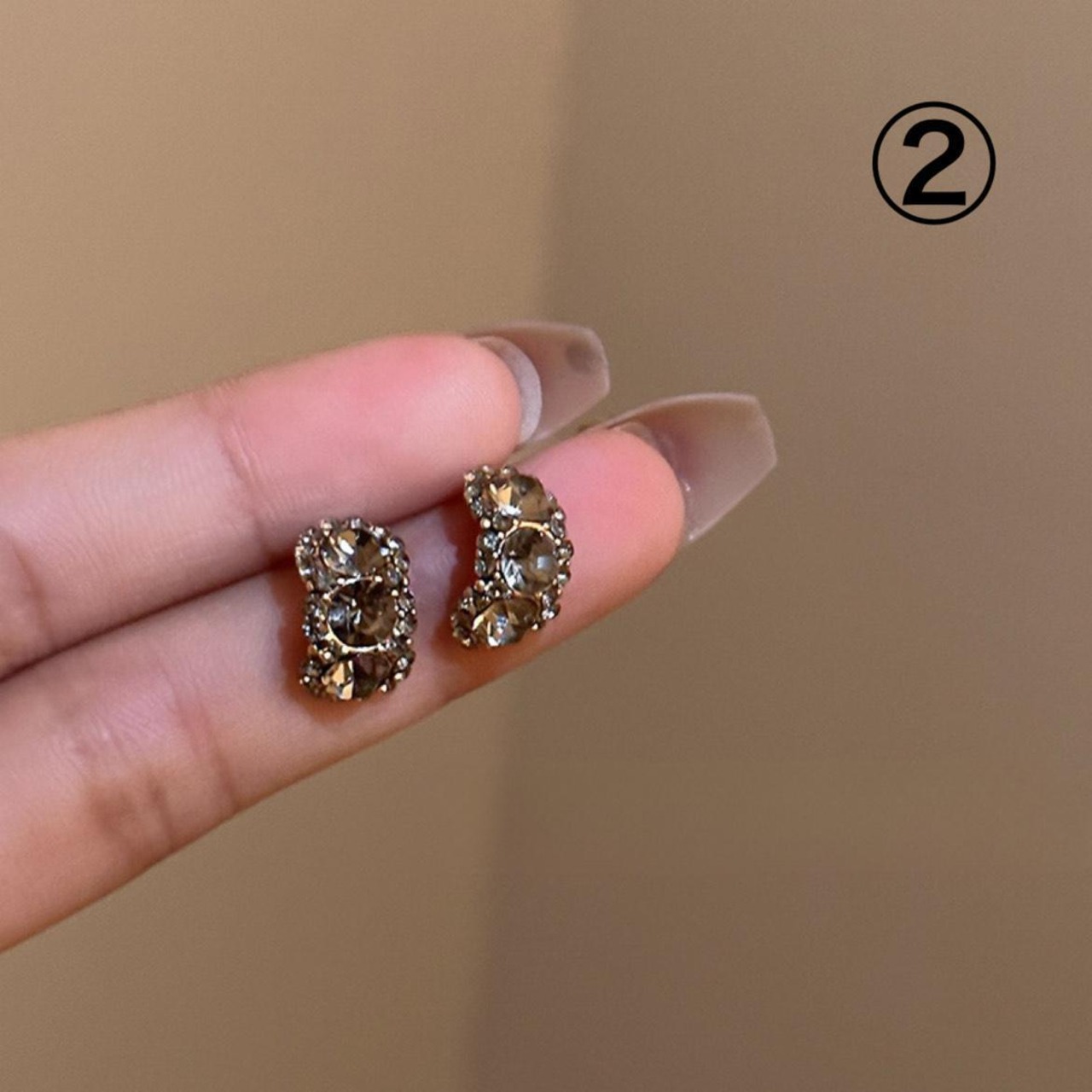 ハンドメイド ヴィンテージ風 ストーンビジュー 手作り ピアス - 4