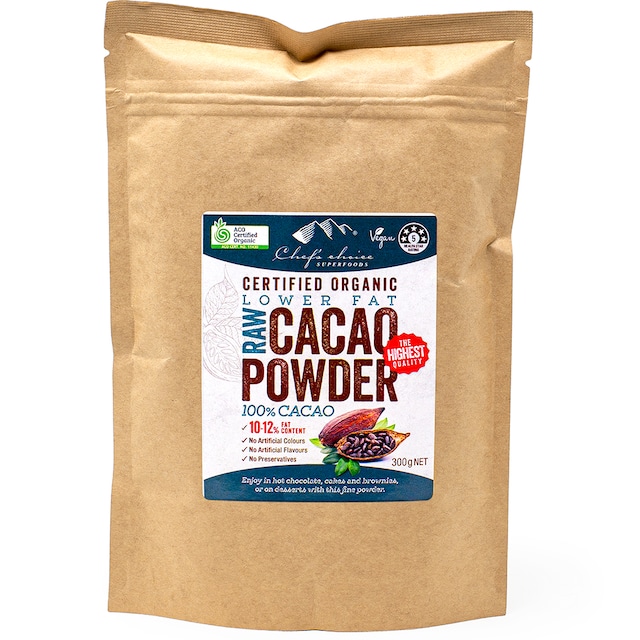 シェフズチョイス オーガニックローカカオパウダー 300g 10-12%低脂質タイプ Organic Raw Cacao Powder クリオロ種 非加熱RAW製法