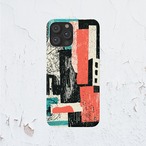 受注生産 iPhoneケース 赤黒水色のグラフィックコラージュ｜ZINE風 ZINE060B