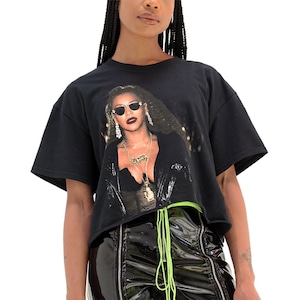 BEYONCE “LACE&LEATHER CROP TEE” ビヨンセ 海外ファッション クロップ クロップT クロップド グラフィックT バンドT 日本未入荷 JAY-Z JAY Z