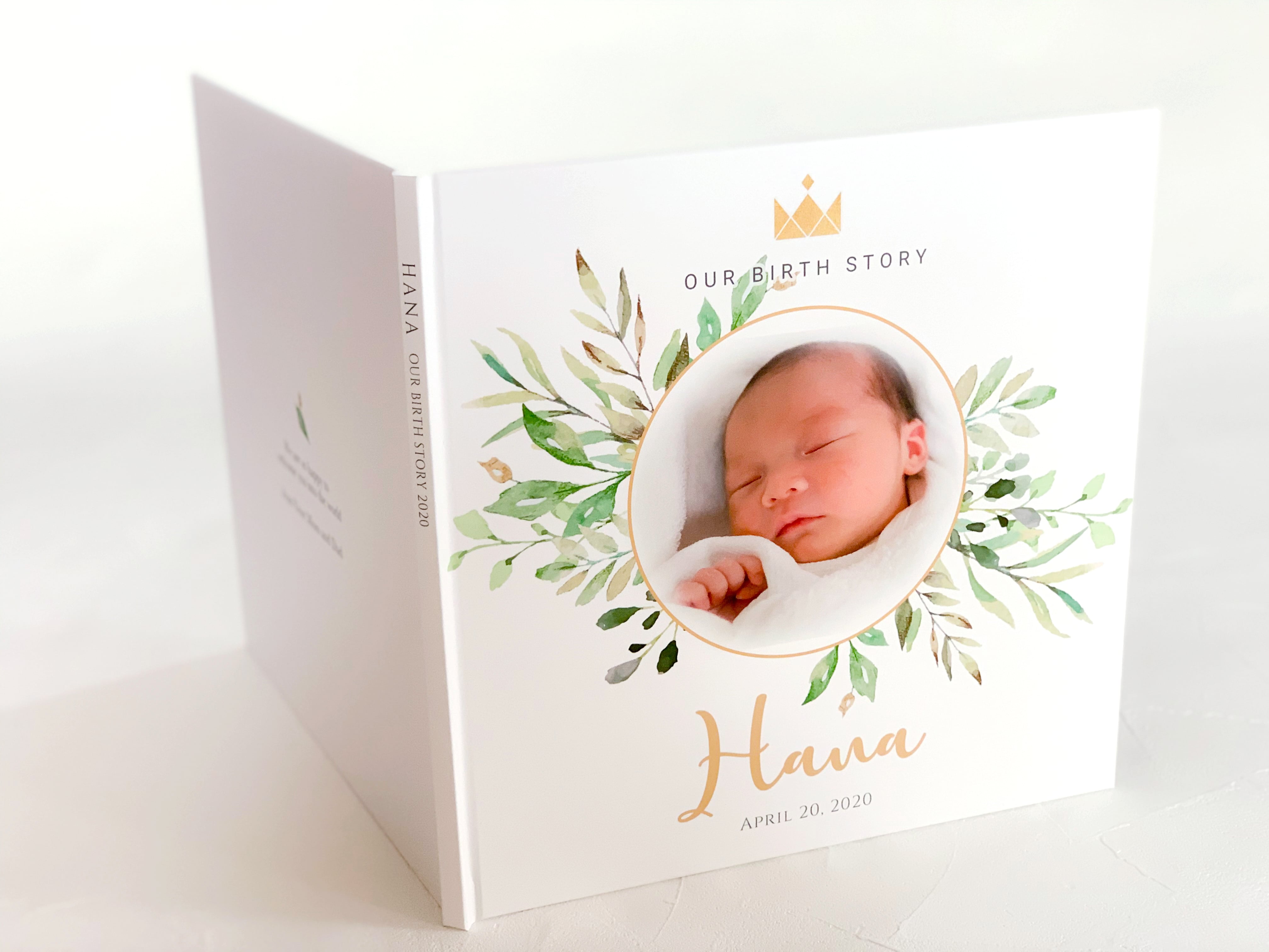 アルバム飾り　おめでとう　オーダー受付中（＾∇＾） OUR BIRTH STORY エコーフォトブック 2面「LEAF」ハードブック | KAPUA BOO