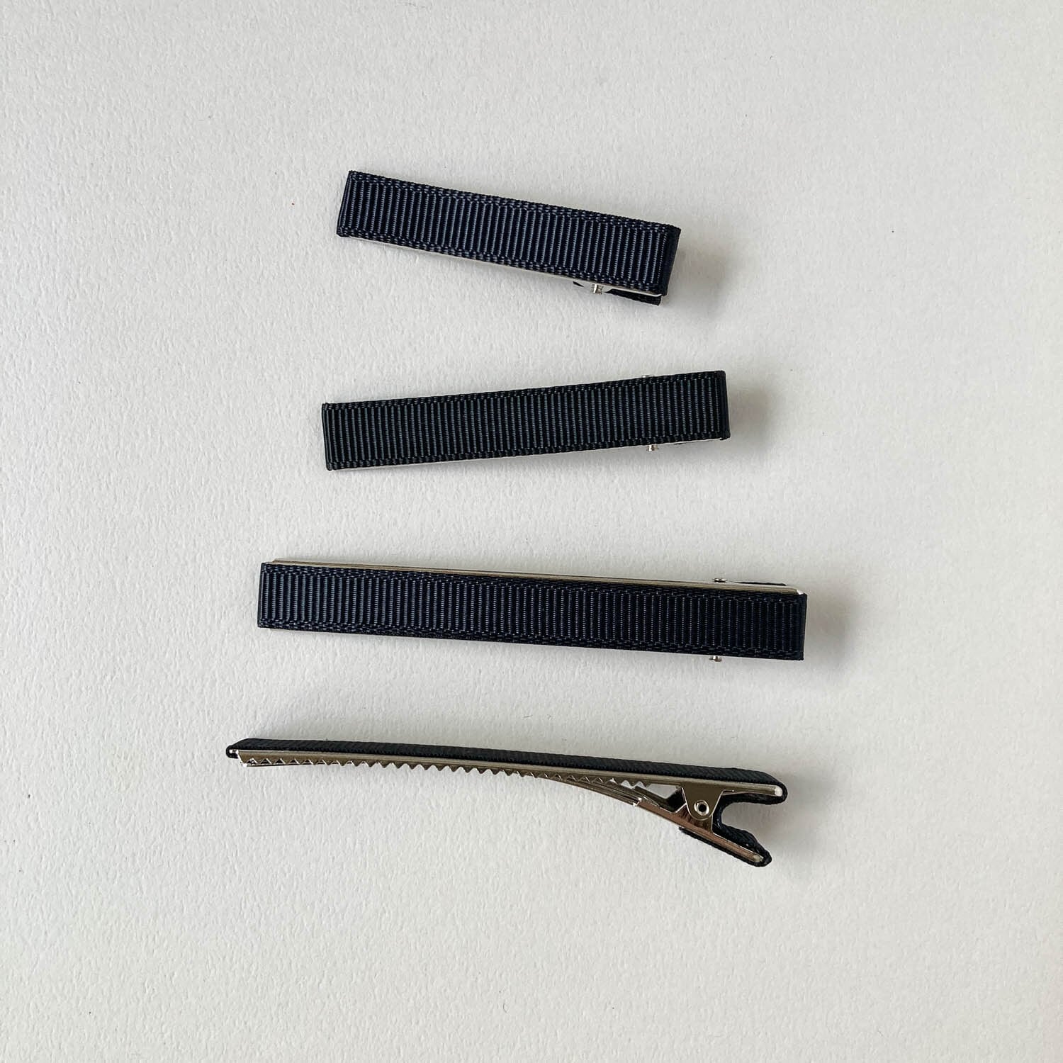 ヘアクリップ金具 布貼り 黒(50mm/60mm/80mm) ※セール対象外