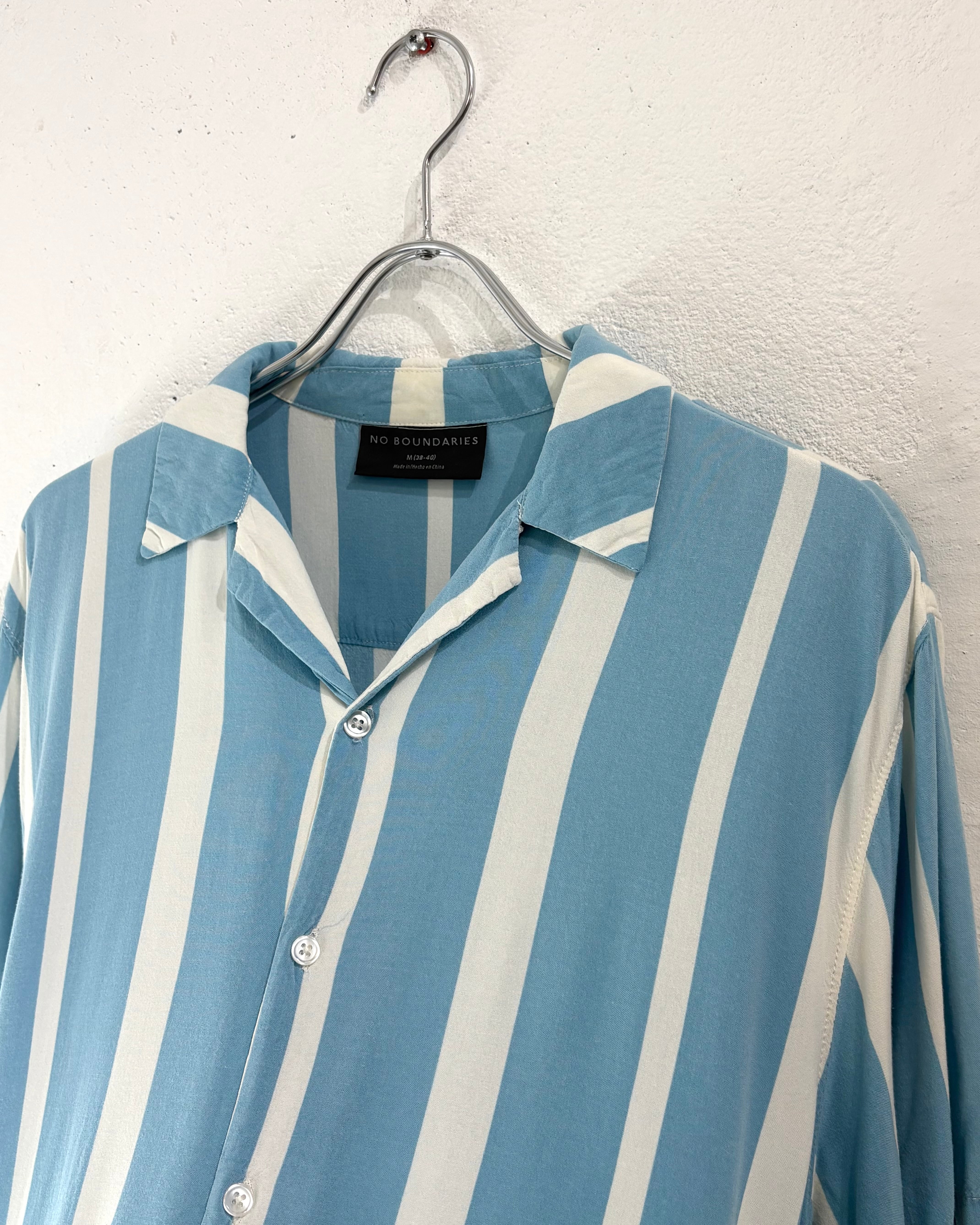 NO BOUNDARIES Striped S/S Rayon Shirt
