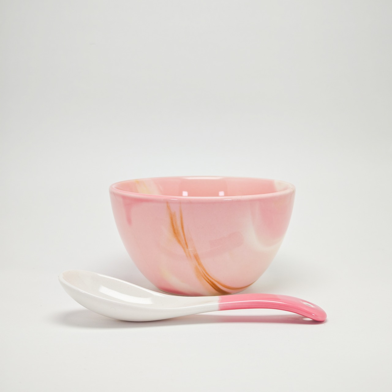ヴィンテージ　マーブルカラー スープボウル＆スプーンセット