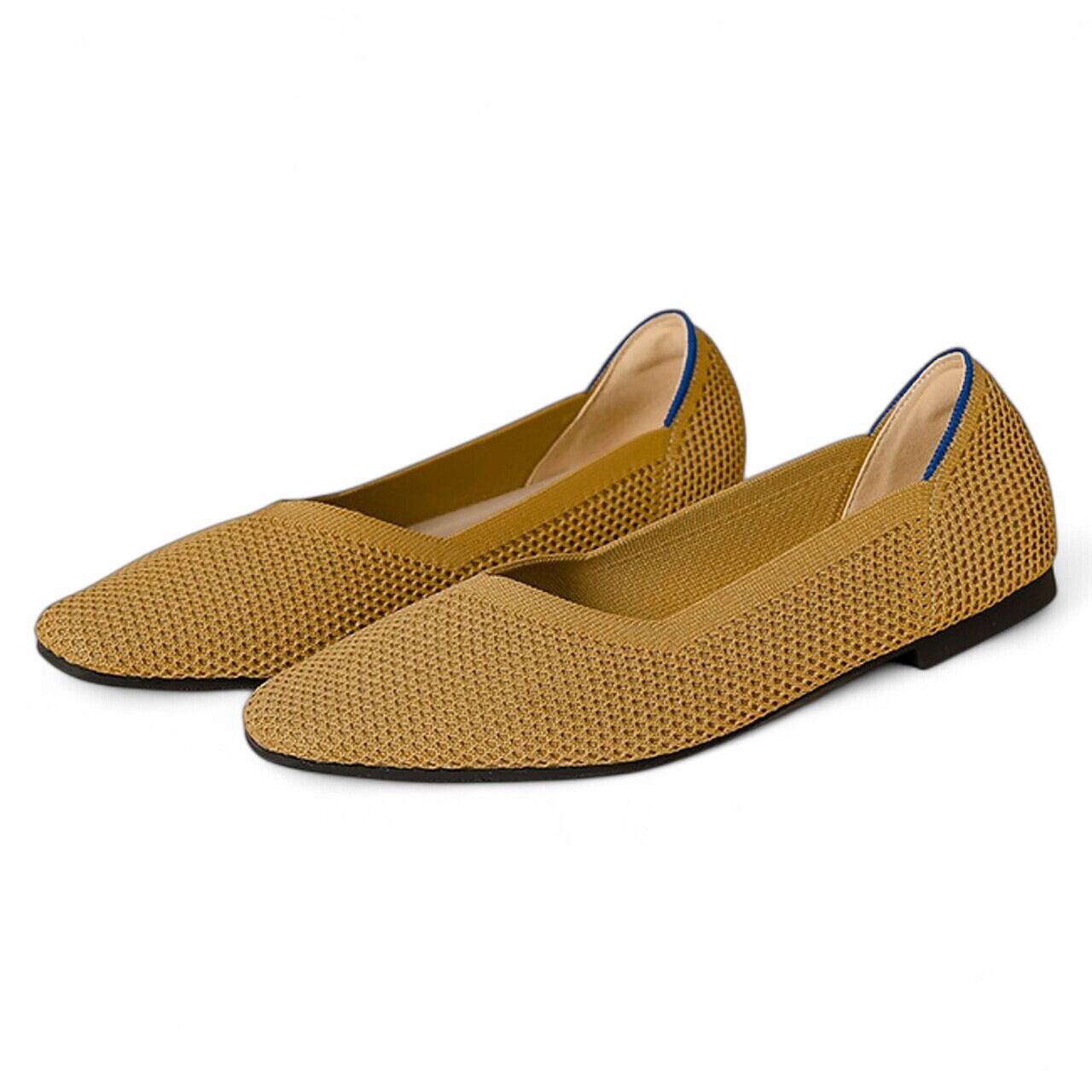 253-S-2 ニットフラットシューズ マスタード Knit flat shoes Mustard
