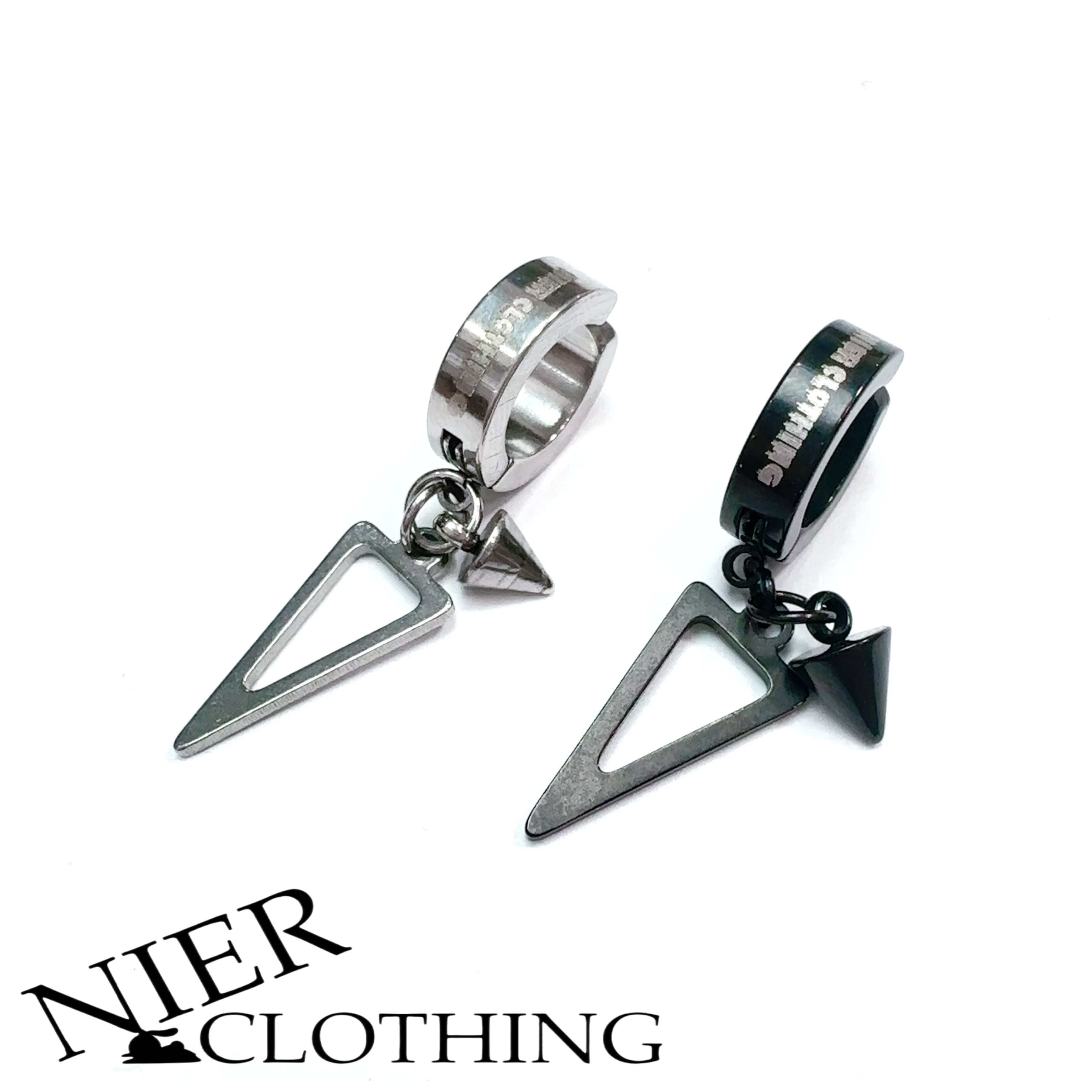 トライアングルイヤリングBLACK×SILVER【片耳用】 NIER CLOTHING