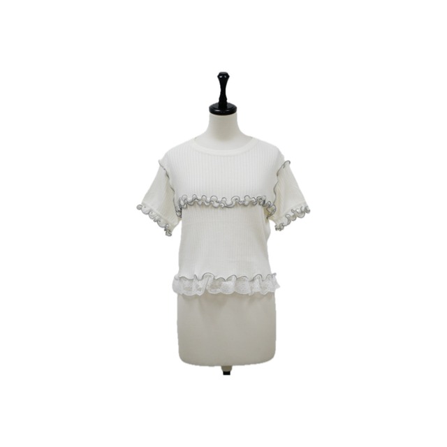 Mellow frill lace rib tops