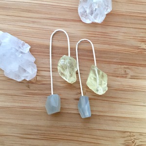 Lemon quartz + gray moon stone