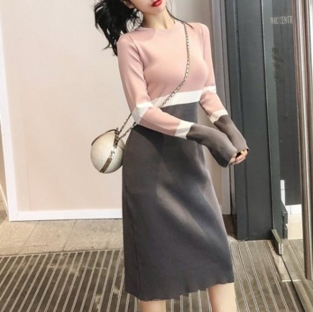 ワンピース レディース ロングワンピース 冬 40代 秋冬 秋 コーデ 結婚式 羽織物 30代 膝下丈 ラウンドネック おしゃれ きれいめ オフィス 通勤 ニットワンピ 膝丈ワンピース 冬 ワンピの里