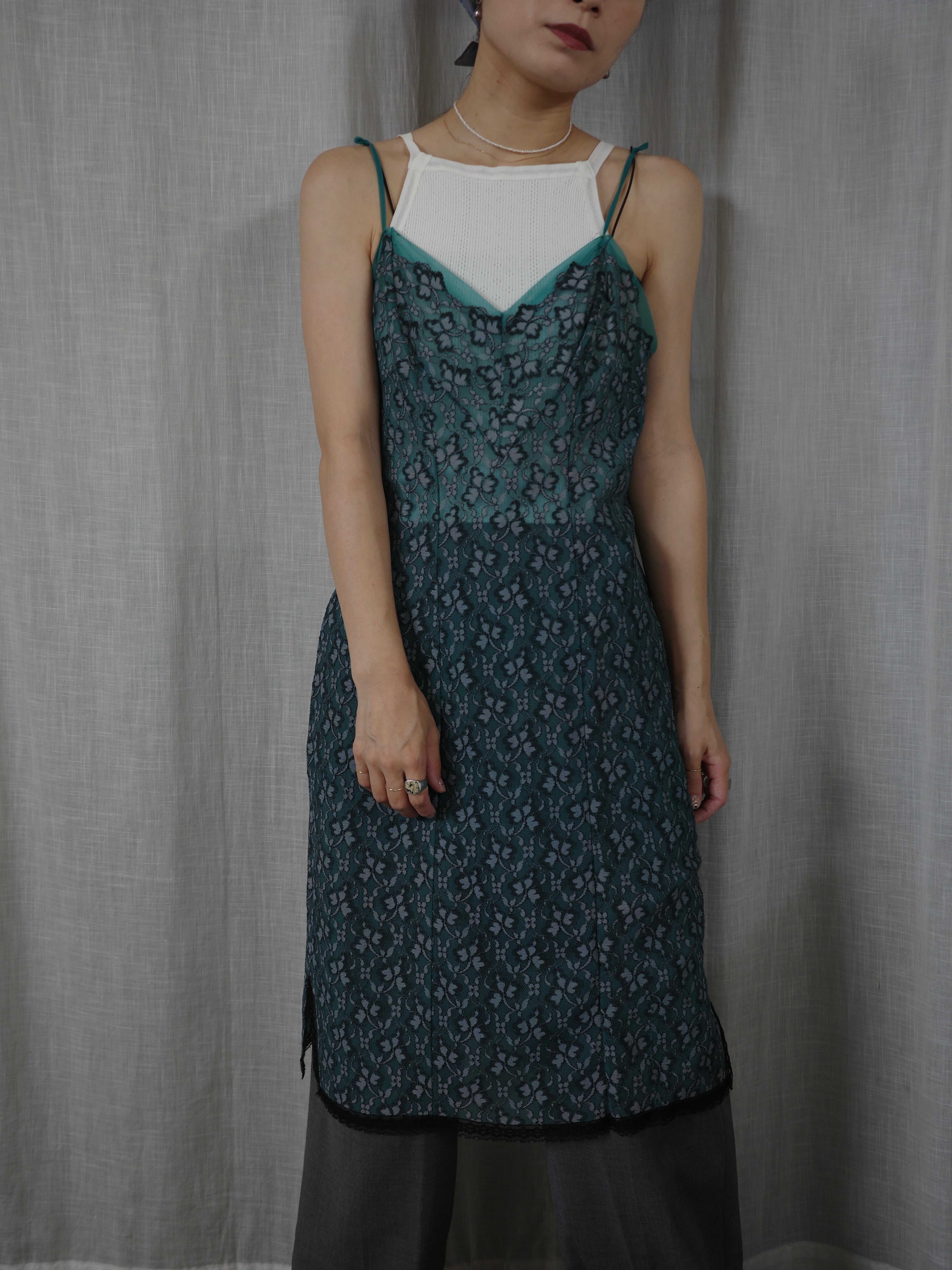 <vintage>green lace lingerie
