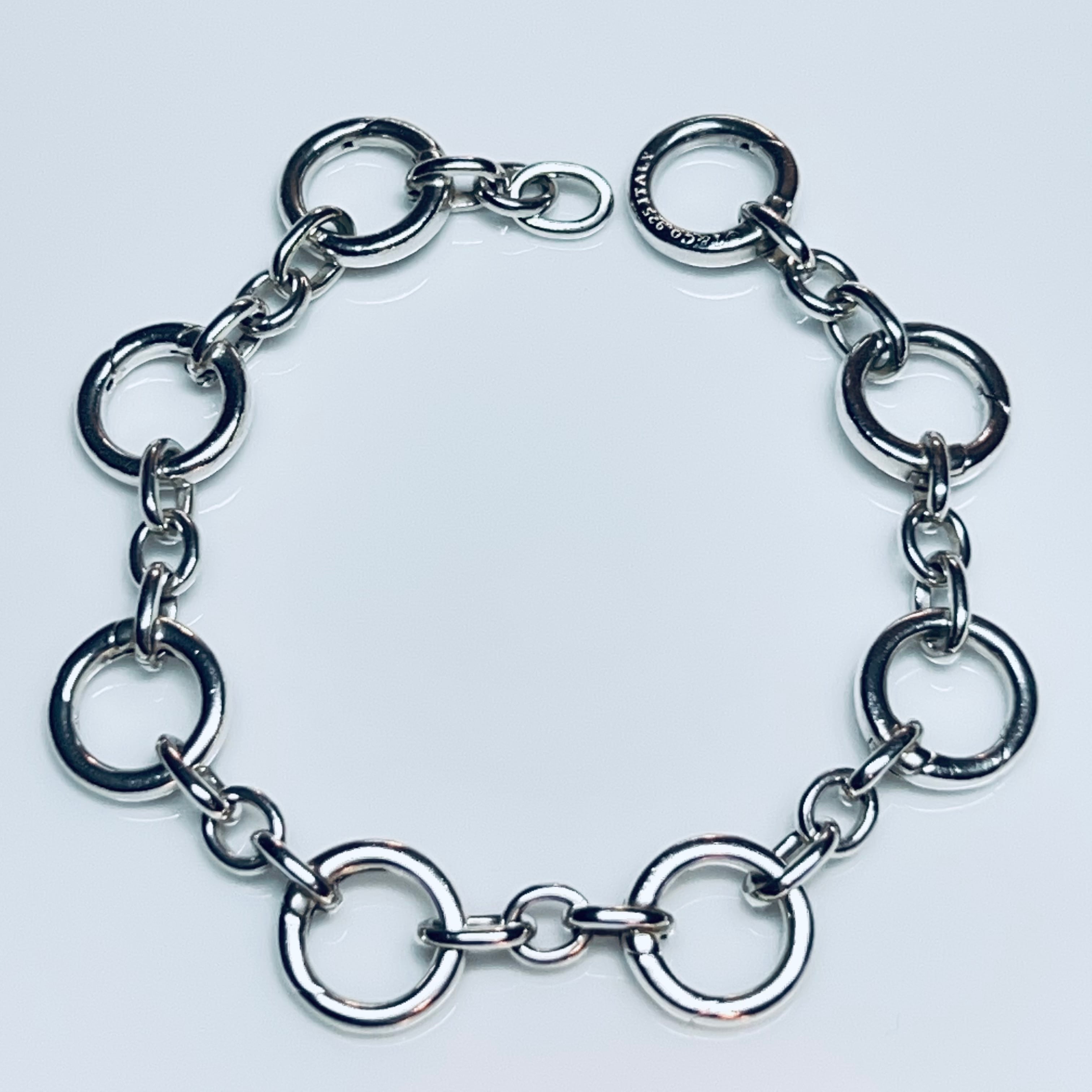 OLD TIFFANY & CO. Round Clasp Link Bracelet Sterling Silver