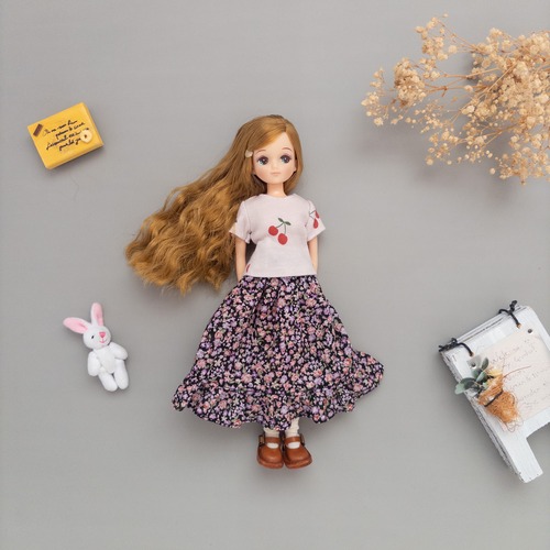 【２点セット】トレーナースカートセット服（さくらんぼT花柄スカート「）リカちゃんネオブライス