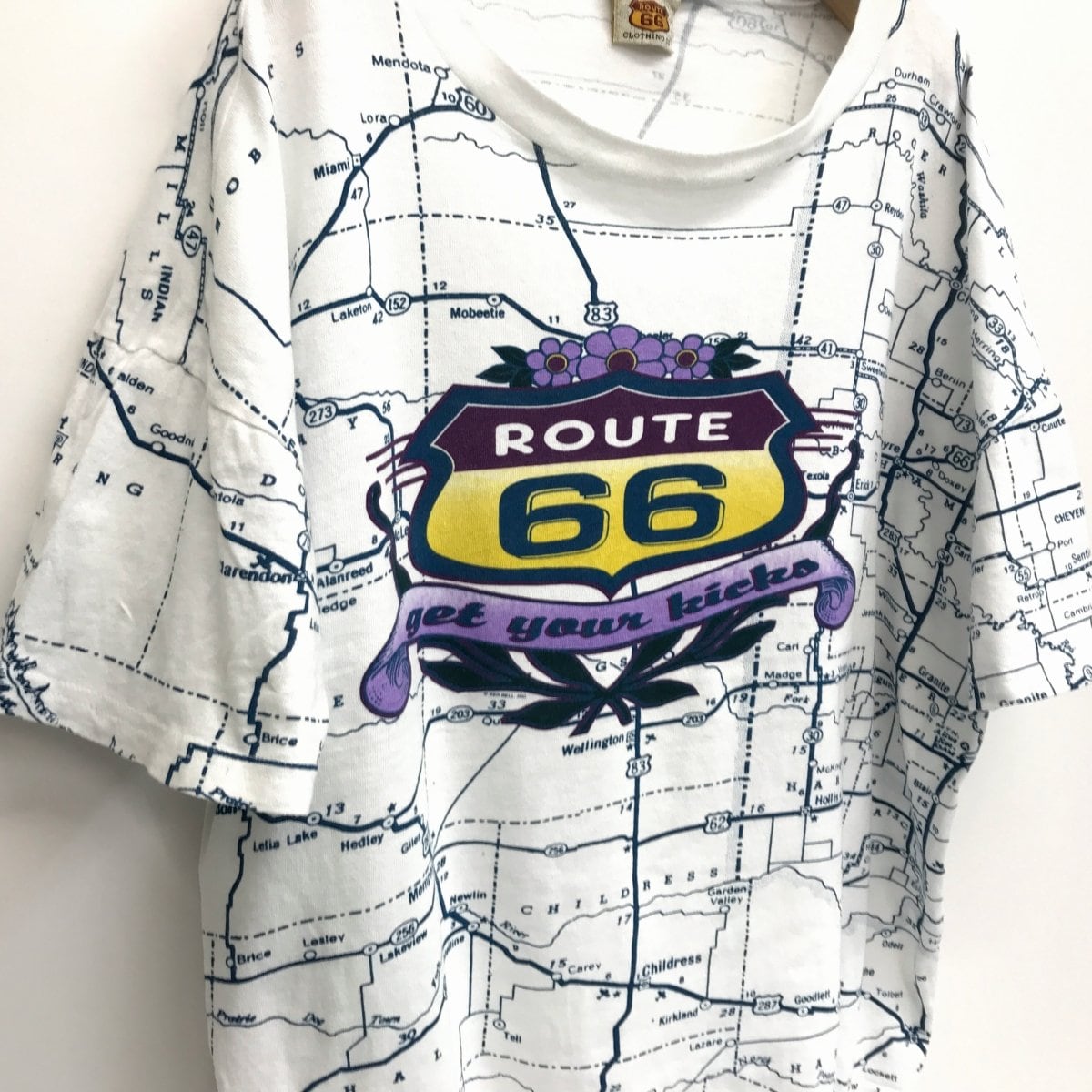 ROUTE 66 CLOTHING 80's 90's スタイル マップ総柄 全柄 Tシャツ