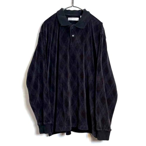 [IMPRUNTS] Vintage L/S Velour Polo Shirt [1990s-] Vintage Long Sleeve Velour Polo Shirt