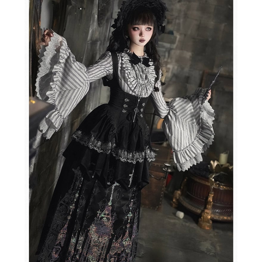 廃聖堂の祈り 姫袖ブラウス×ロングスカート ゴスロリ6点セット