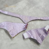 ベリーダンス オリエンタル 衣装 上下セット パープル系 トップス スカート ベルト チョーカー ベール アーム 紫 金 フリンジ 淡い 装飾 豪華 アーム飾り 腕飾り かわいい スリット 華やか ダンス衣装 イベント ステージ