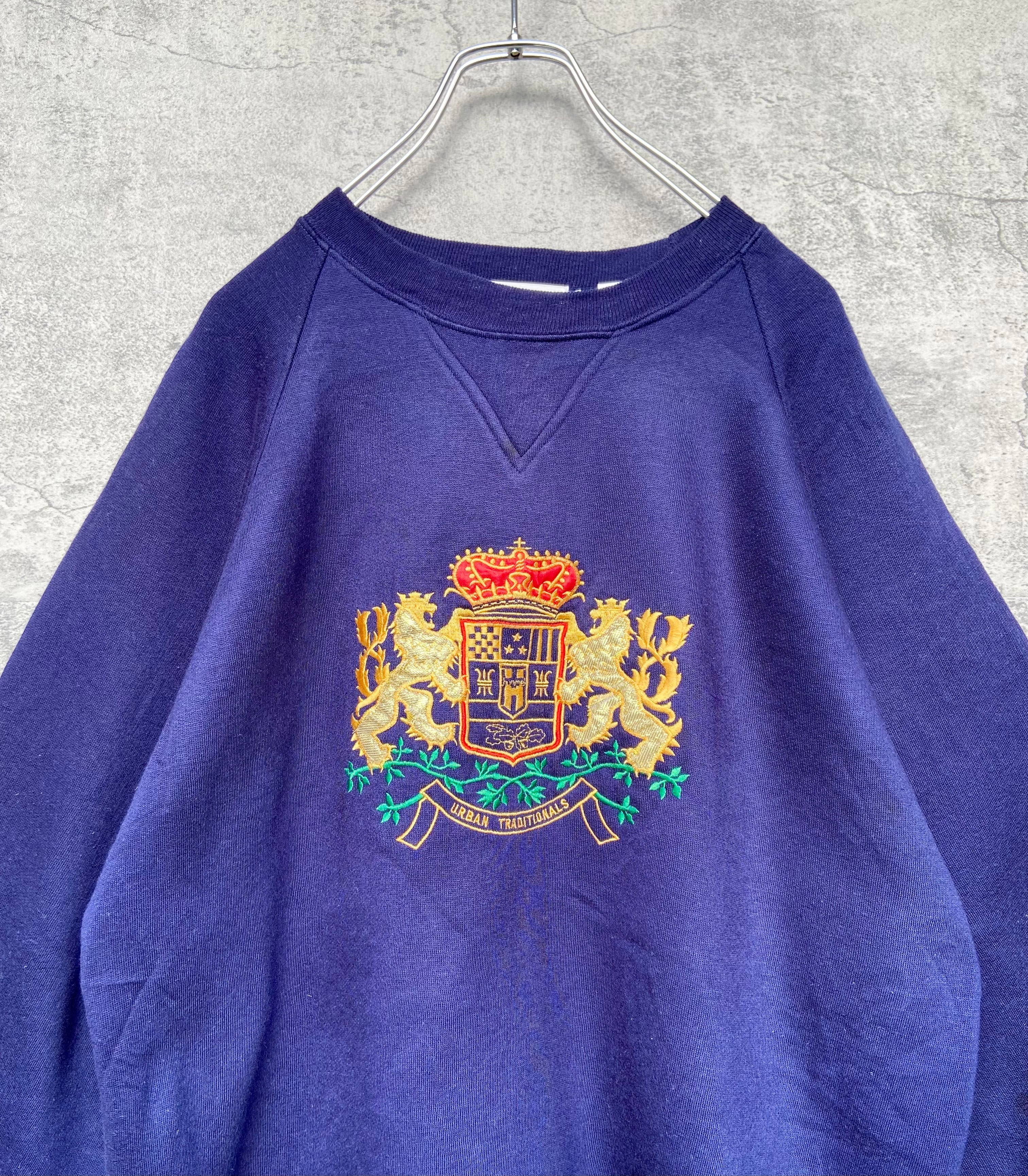 90s vintage 刺繍ロゴ スウェット紺 トレーナー