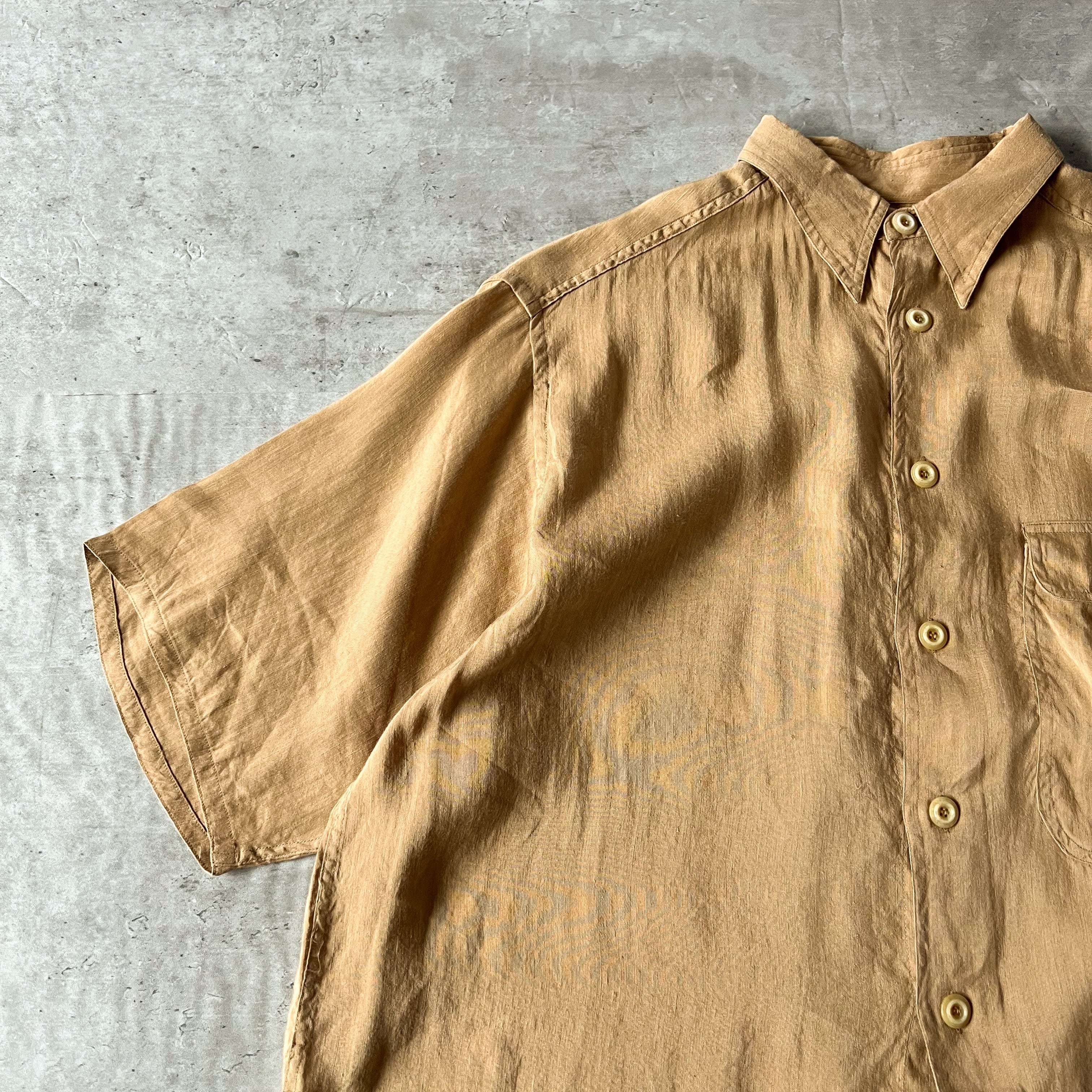 90s “GIORGIO ARMANI” made in italy linen short sleeve shirt 90年代