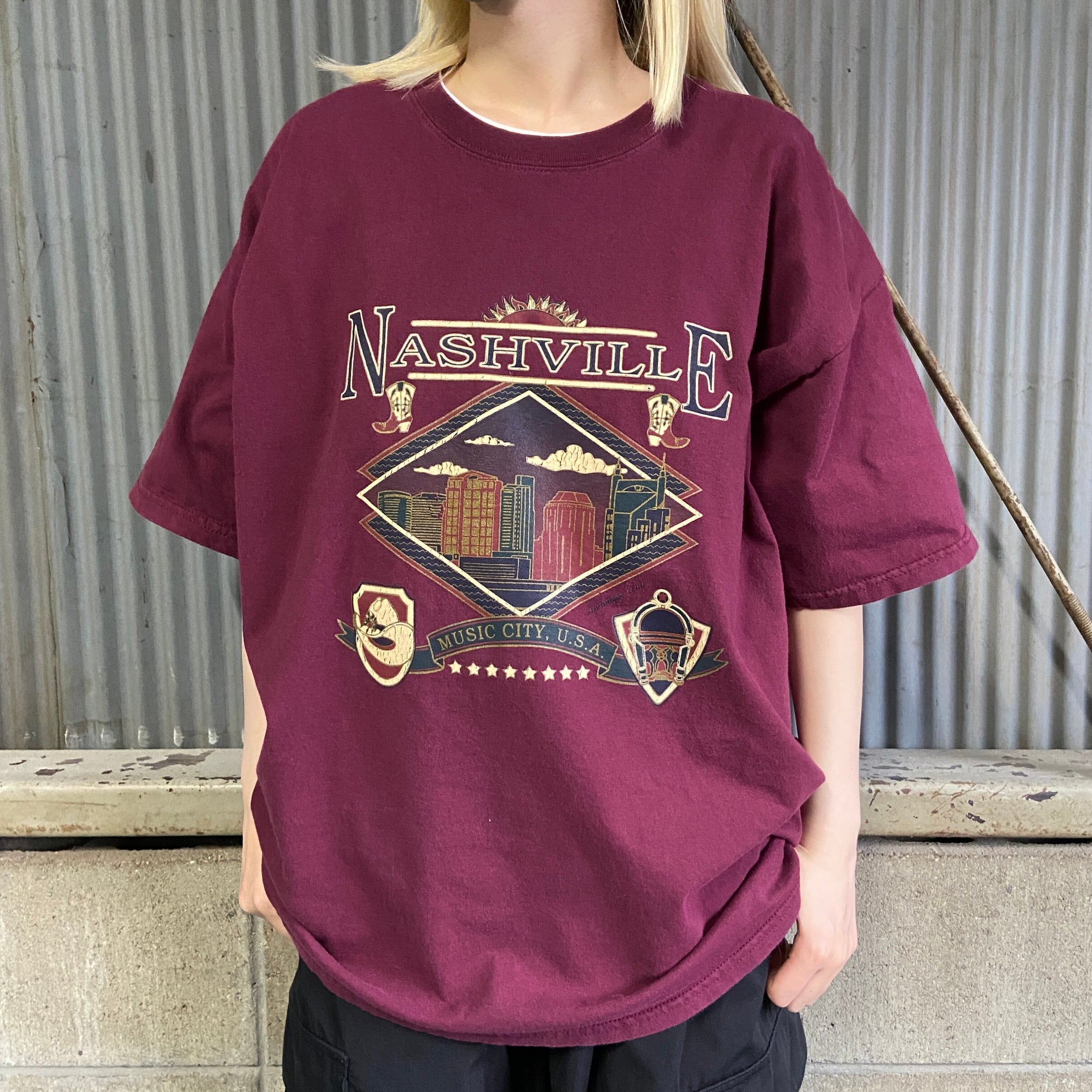 NASHVILLE” MUSIC CITY USA スーベニア プリント Tシャツ メンズXL 
