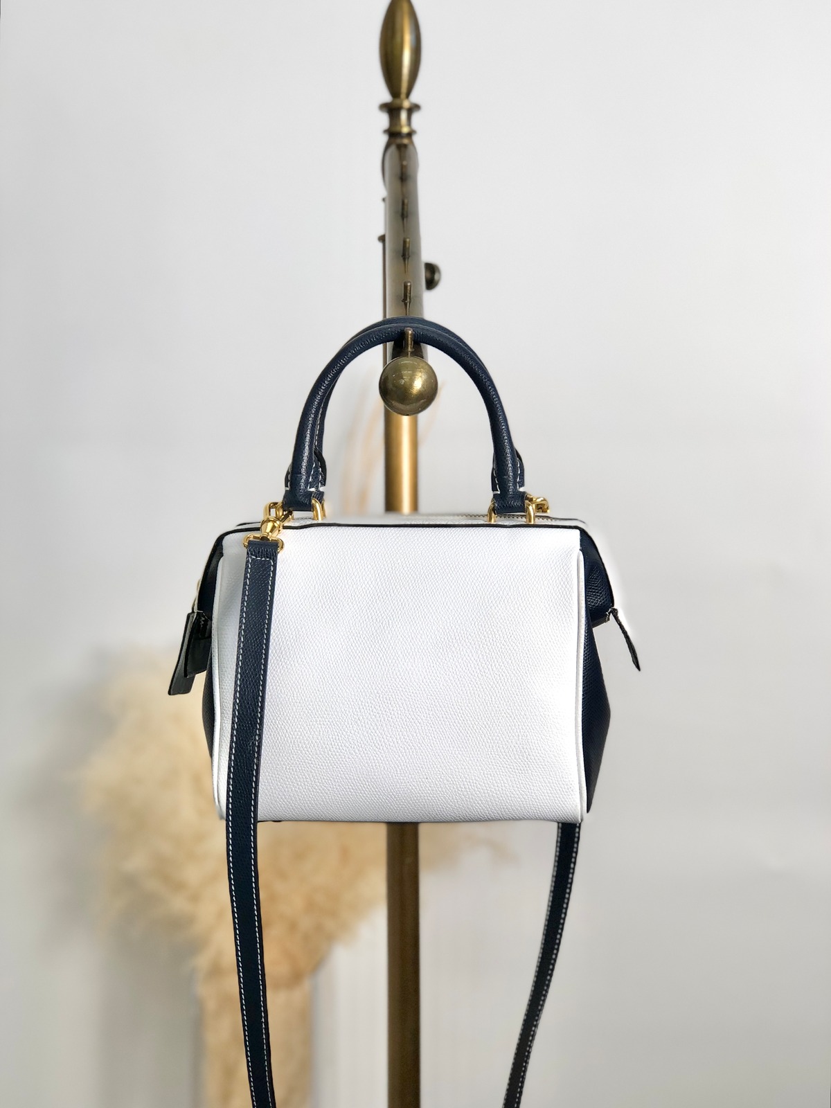 CELINE セリーヌ ショルダーバッグ ホワイト ネイビー バイカラー 