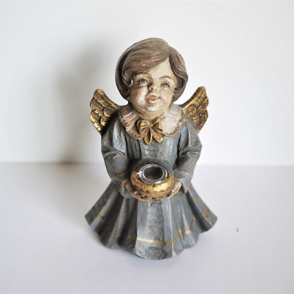 天使の木製キャンドルホルダー エンジェル ドイツヴィンテージ