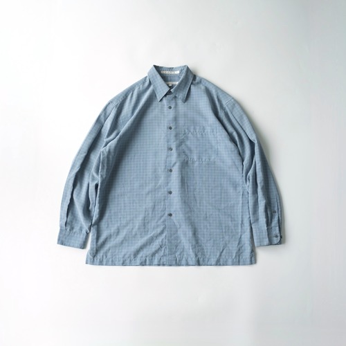 【PERRY ELLIS】90's L/S Plaid Shirt Rayon/Polyester Blue L
