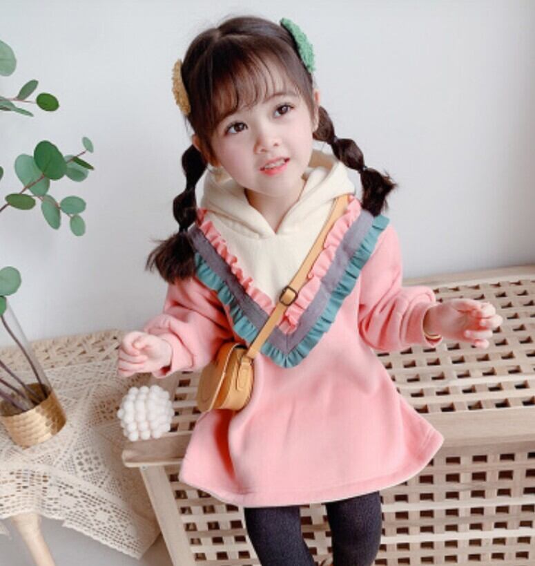 韓国子供服 裹ボア 女の子 キッズ ワンピース 子供用 トップス 冬服
