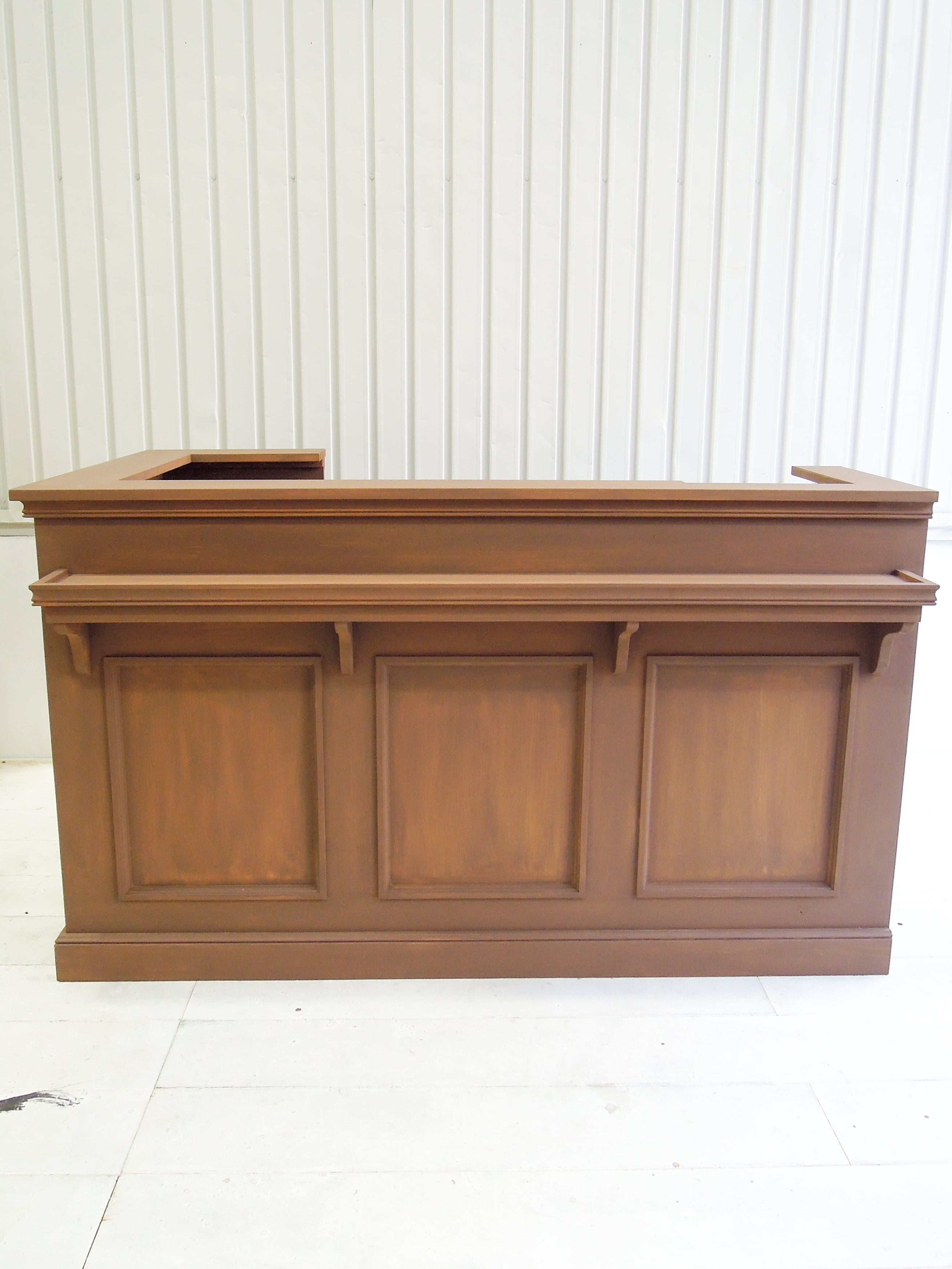 美容室向けL字カウンター15(荷物棚付き・目隠しL字型レジカウンター)W1800✕D1050