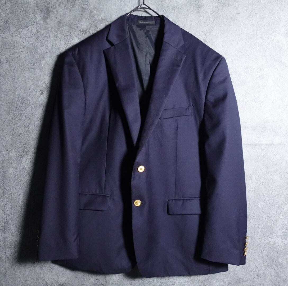 “LAUREN RALPHLAUREN” navy gold button tailored jacket